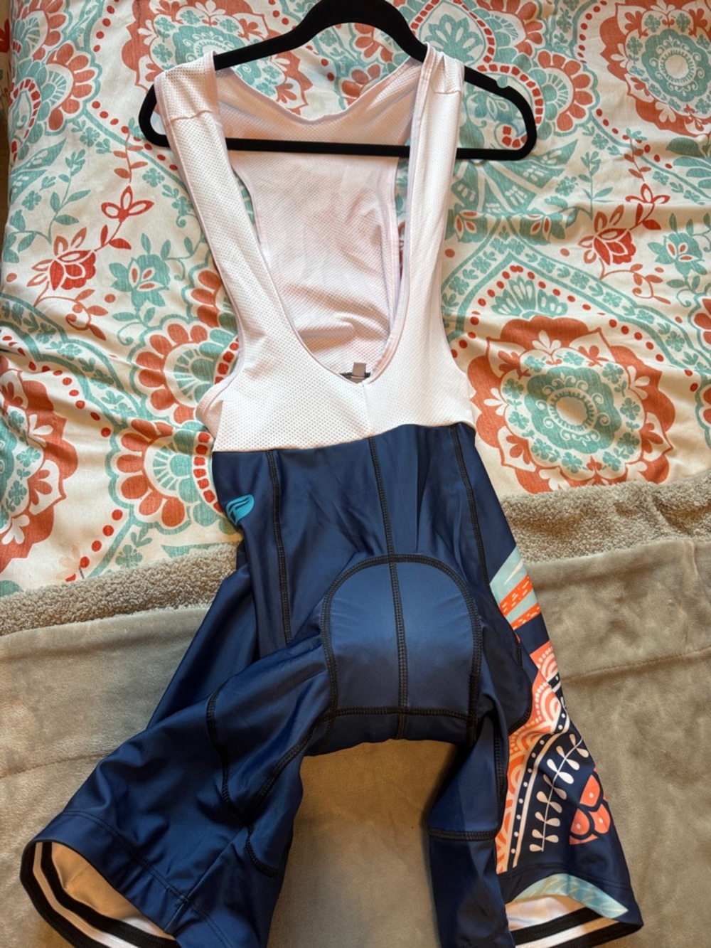 Women's Navy Blue Bike Shorts with White Bib - Unbranded